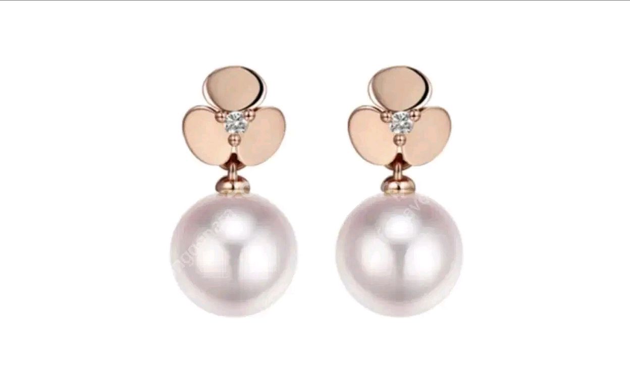 골든듀 18k 스윗베리진주 다이아몬드 귀걸이 상태최상--1