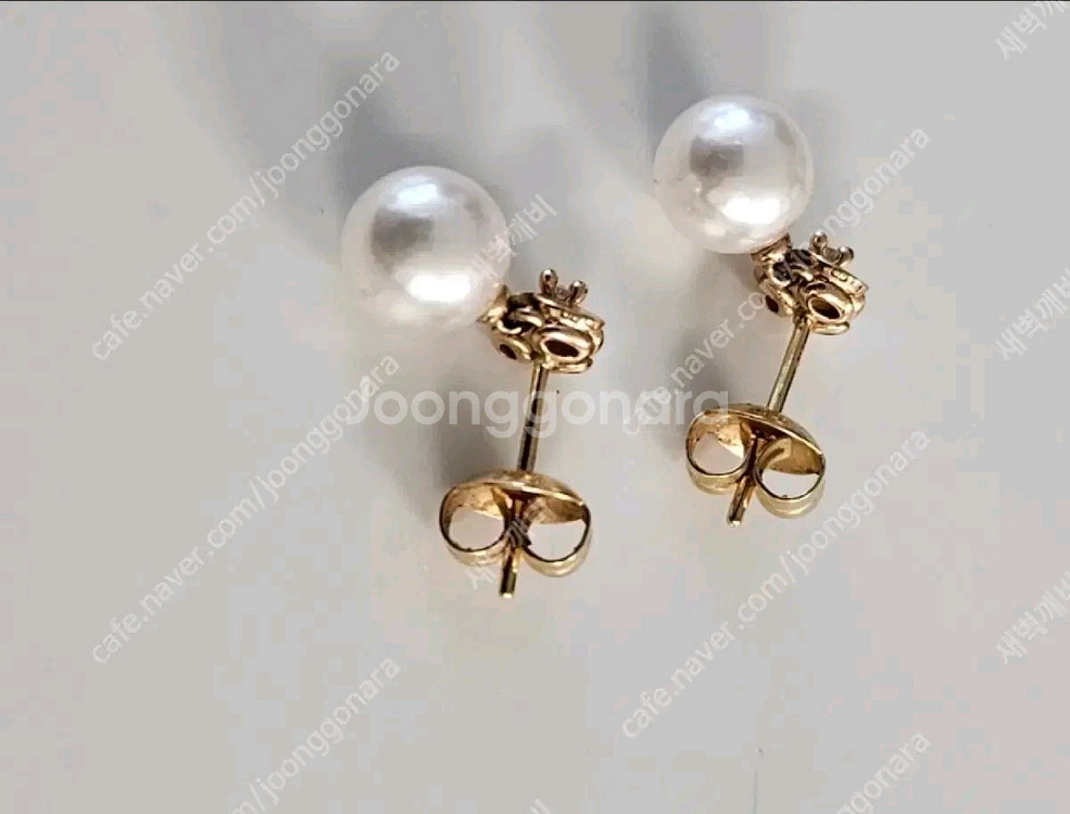 골든듀 18k 스윗베리진주 다이아몬드 귀걸이 상태최상--5