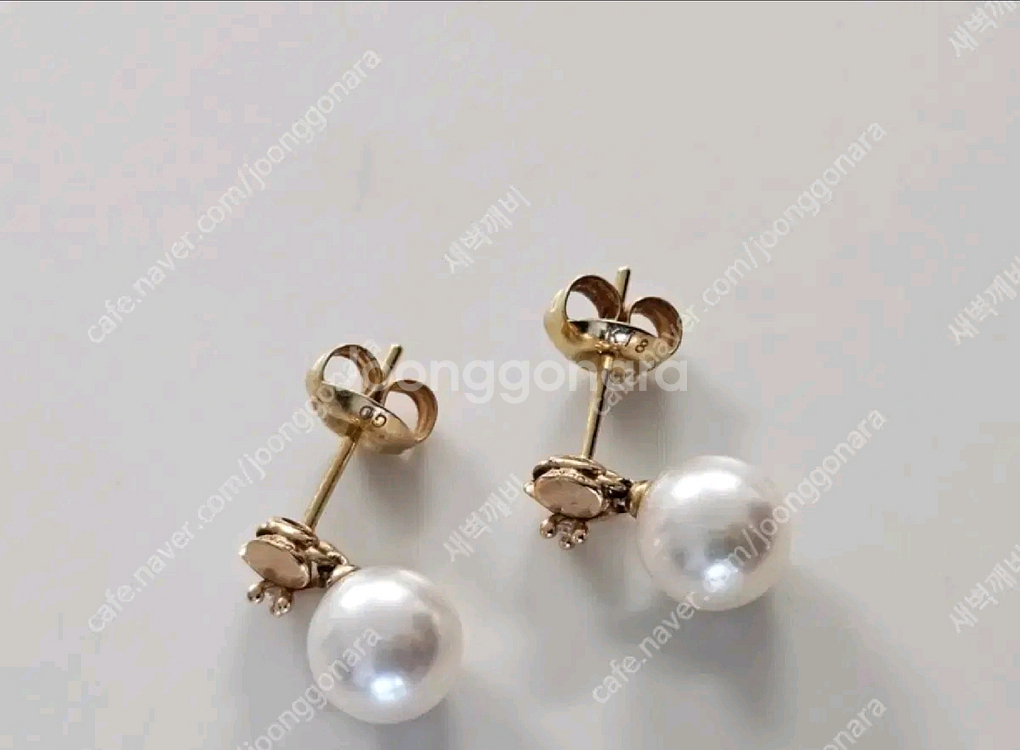 골든듀 18k 스윗베리진주 다이아몬드 귀걸이 상태최상--6