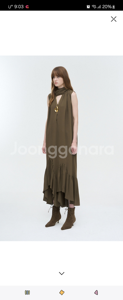 타임 실크타이 스트랩 셔링 드레스--1