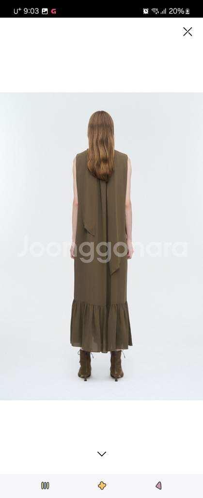 타임 실크타이 스트랩 셔링 드레스--2