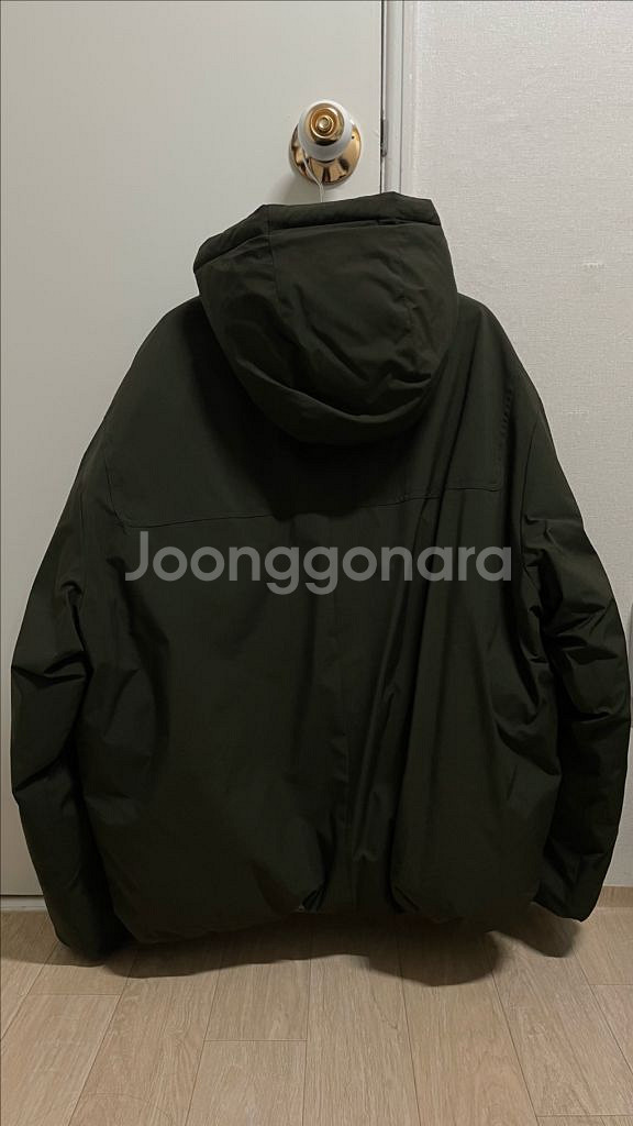 키뮤어 오버핏 더플 후드 숏패딩 카키 S--2