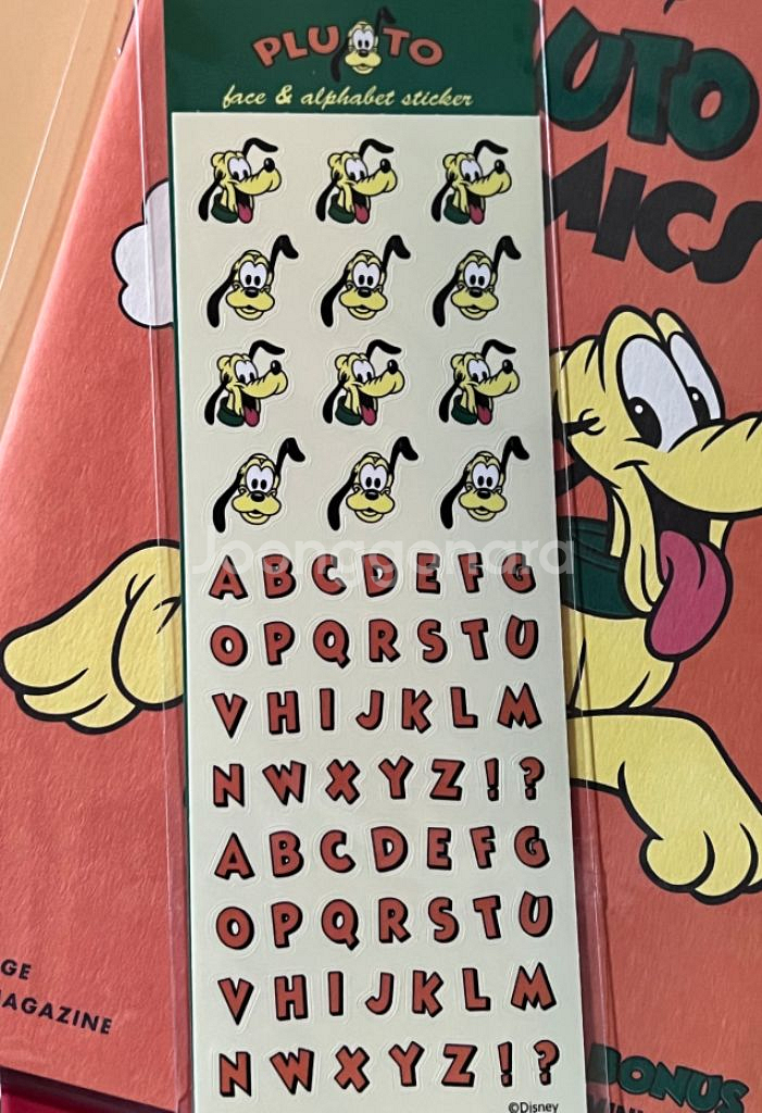 디즈니 빈티지 알파벳 스티커 플루토 구피--0