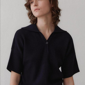 에핑글러 브이 카라 하프 니트 다크 네이비