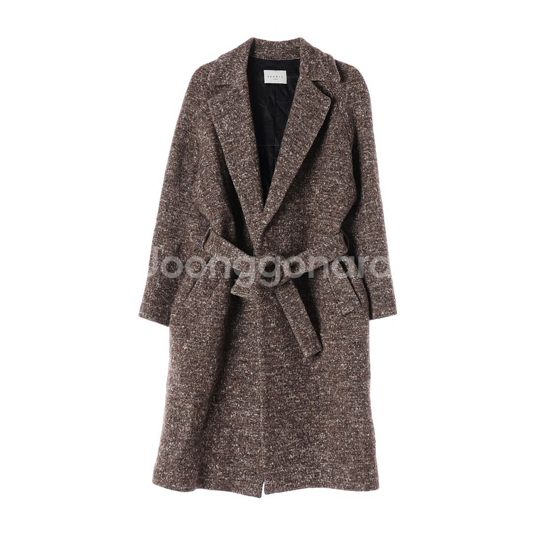 [S]산드로 울실크75% 브라운 보카시 롱 랩코트--0