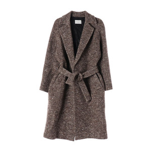 [S]산드로 울실크75% 브라운 보카시 롱 랩코트