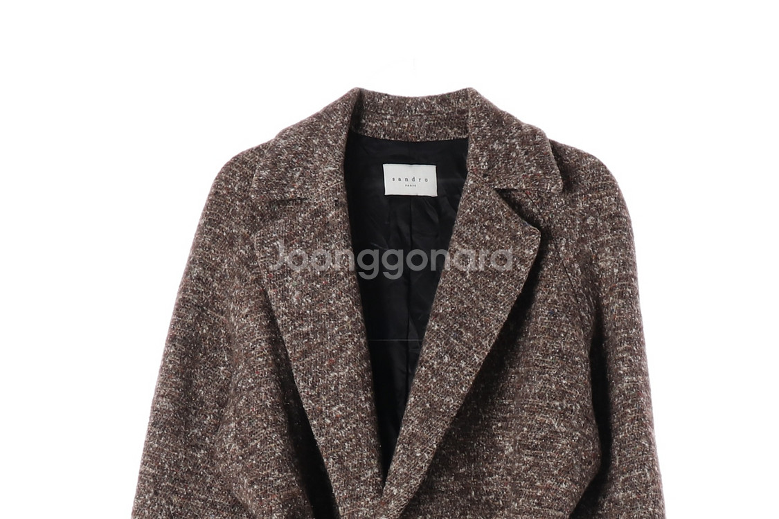 [S]산드로 울실크75% 브라운 보카시 롱 랩코트--1
