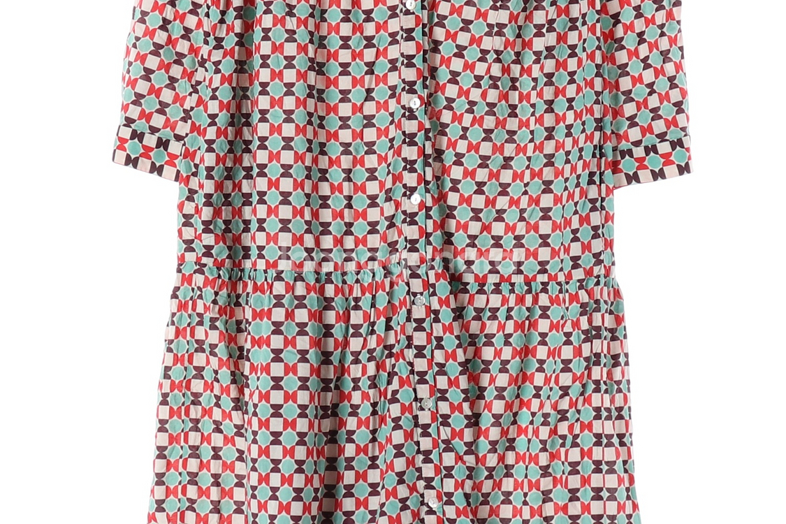 [S]자라 레드 민트 패턴 브이넥 긴팔 롱 캉캉 원피스--2