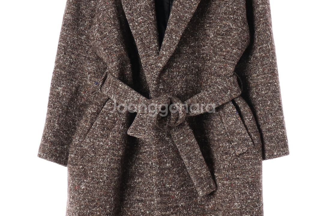 [S]산드로 울실크75% 브라운 보카시 롱 랩코트--2