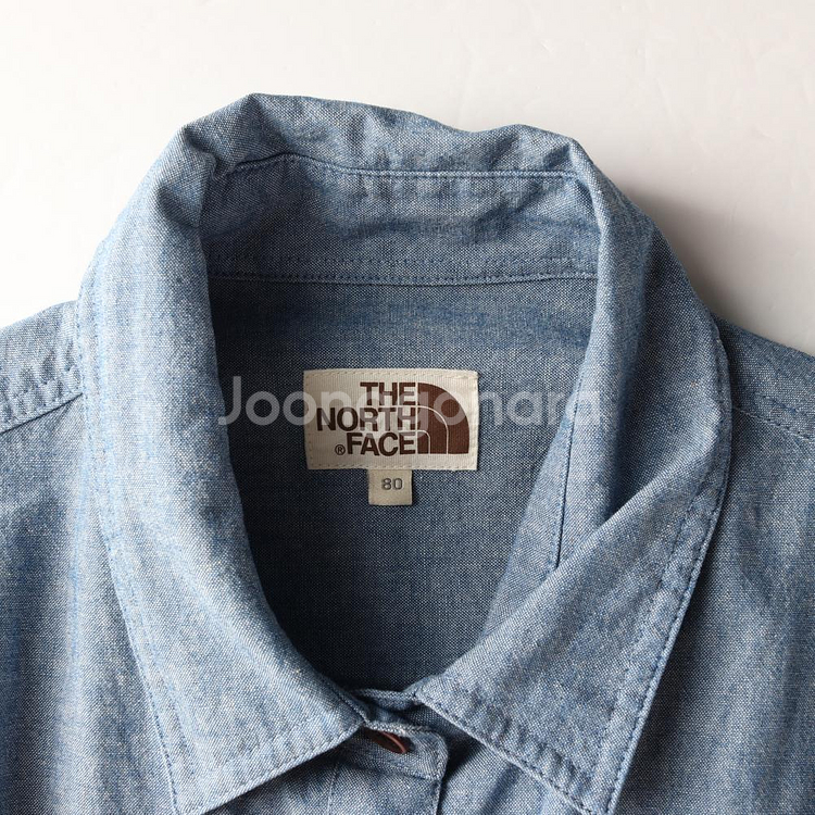 [S]노스페이스 블루 로고 포켓 긴팔 청셔츠 데님원피스--5