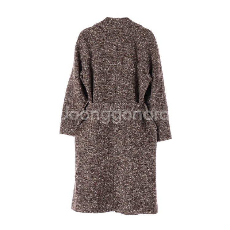 [S]산드로 울실크75% 브라운 보카시 롱 랩코트--4