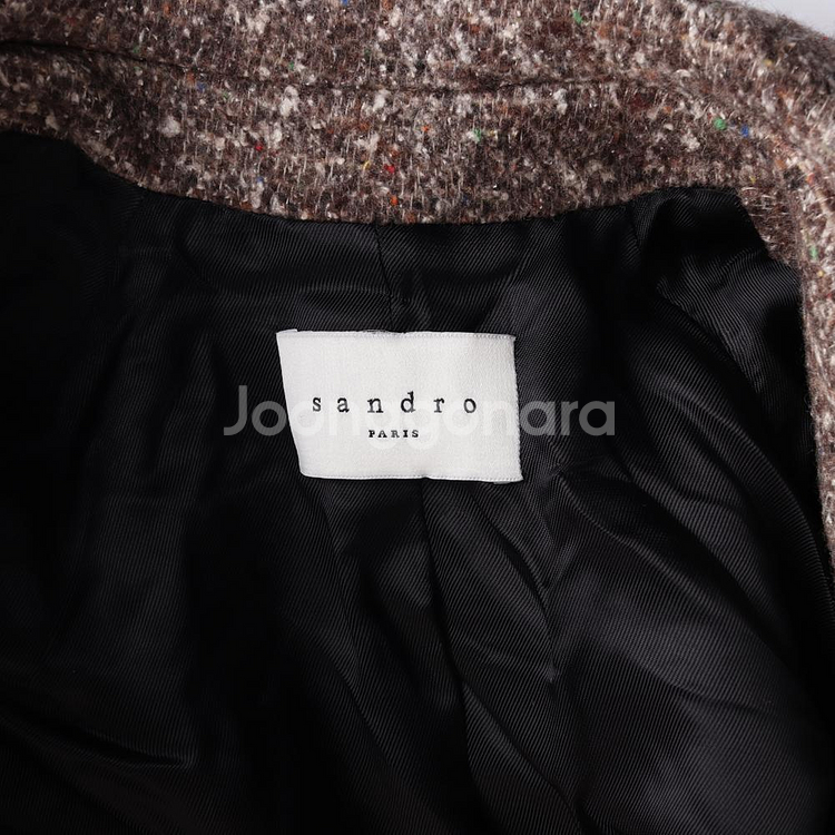 [S]산드로 울실크75% 브라운 보카시 롱 랩코트--5