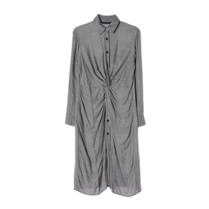 [S]자라 체크 꼬임 드레이프 긴팔 롱 셔츠원피스