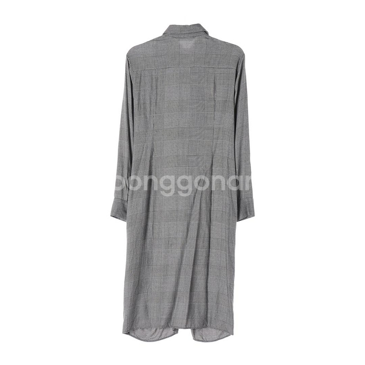 [S]자라 체크 꼬임 드레이프 긴팔 롱 셔츠원피스--4