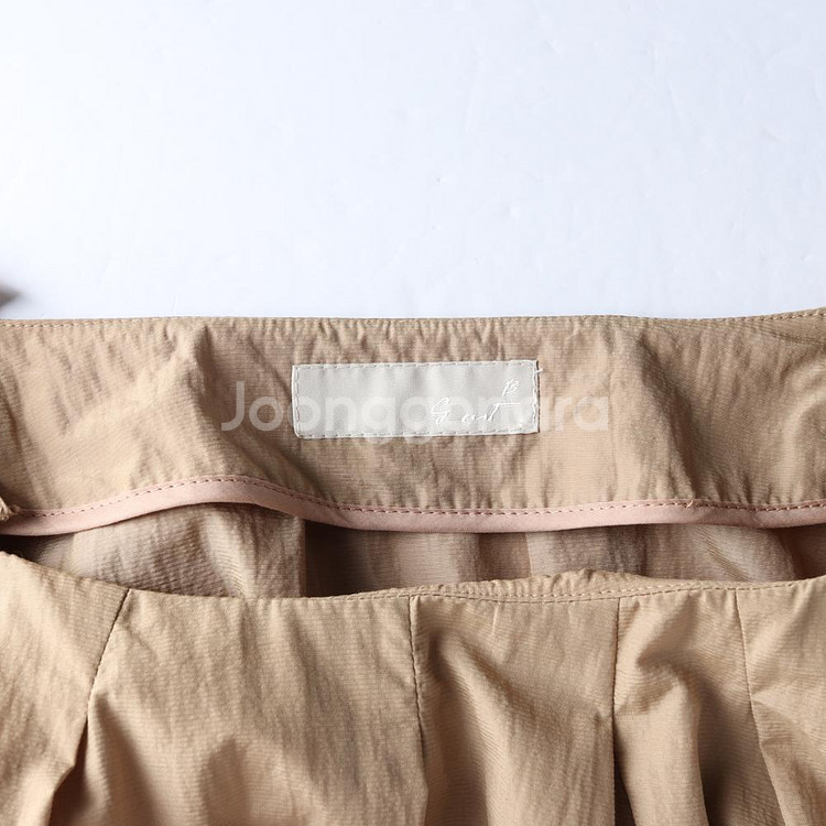 [L]지컷 베이지 스카프 리본 슬리브 롱 나일론 원피스--5