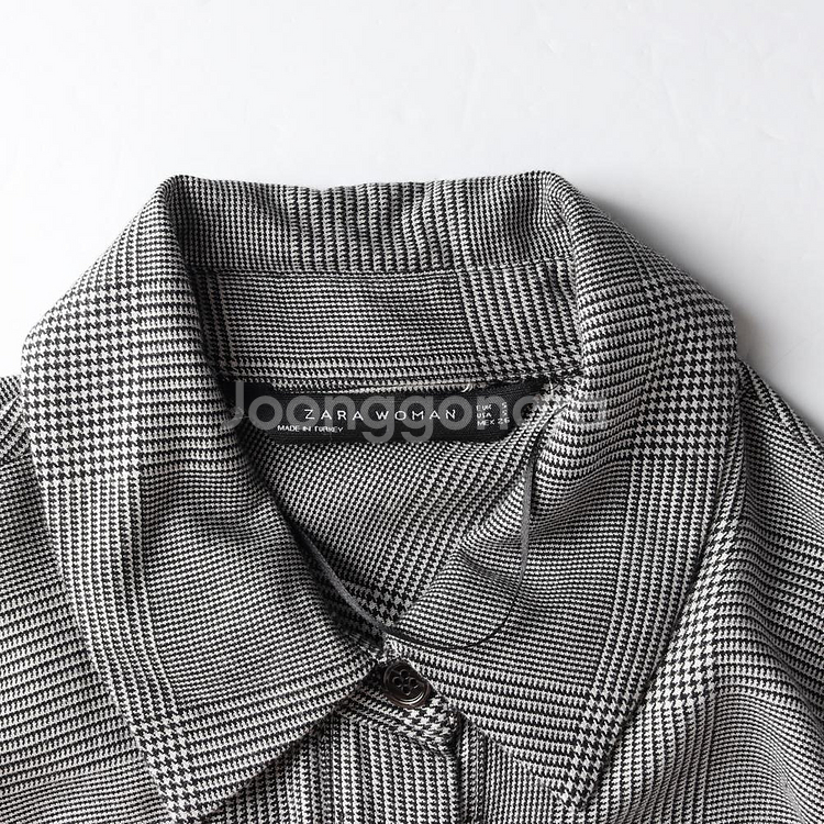 [S]자라 체크 꼬임 드레이프 긴팔 롱 셔츠원피스--5