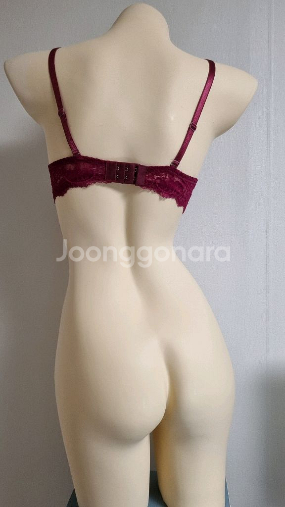 와인 버건디 레이스 브라 75씨컵--2