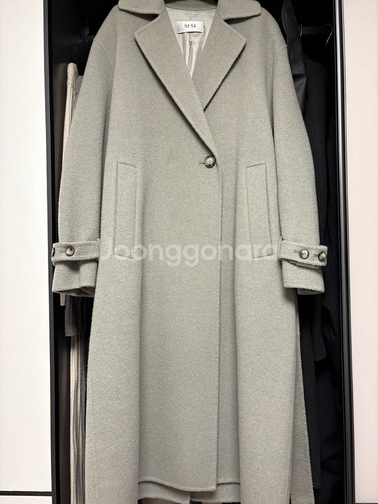 SJSJ 민트 핸드메이드 벨티드 코트 82사이즈--4