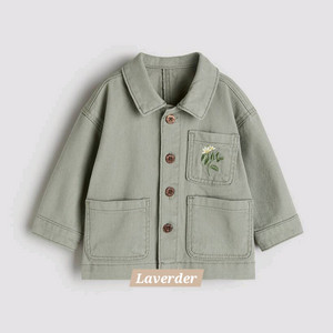 H&M 아기옷 자수 셔츠 면데님자켓 12M-18M