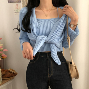 골지 니트 가디건 세트