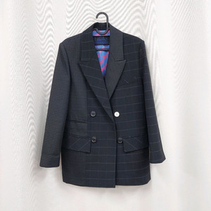 럭키슈에뜨 체크배색 더블자켓