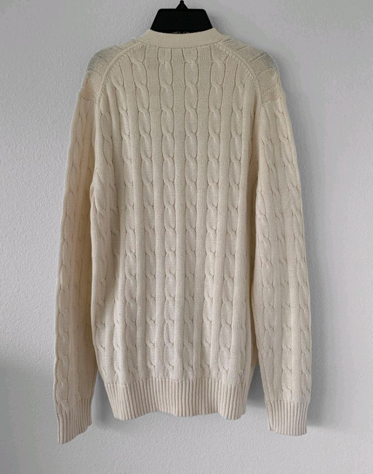 폴로 랄프로렌 크림아이보리 남녀공용 꽈베기 포켓가디건--1