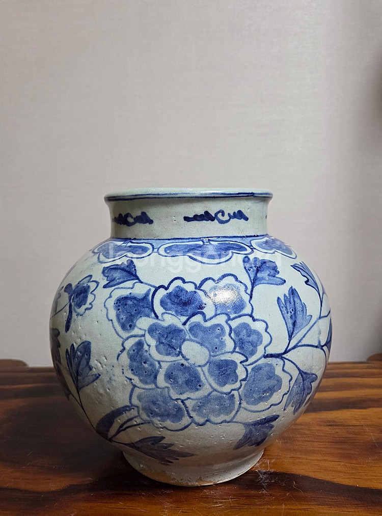 골동품 조선시대 후기 관요사기 분원 모란문 호--2