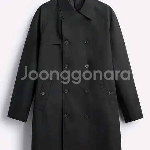 L) 자라 블랙 더블브레스트 하이테크 트렌치 코트--0