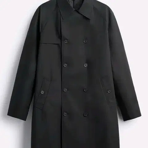 L) 자라 블랙 더블브레스트 하이테크 트렌치 코트