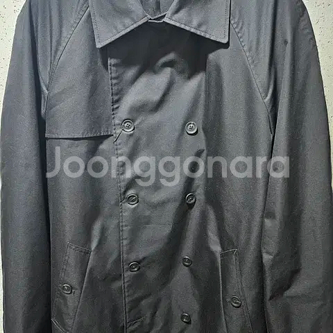 L) 자라 블랙 더블브레스트 하이테크 트렌치 코트--2