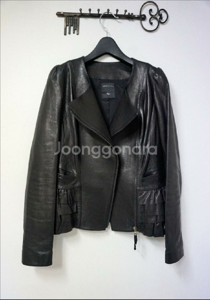 레니본 프릴 가죽자켓--0