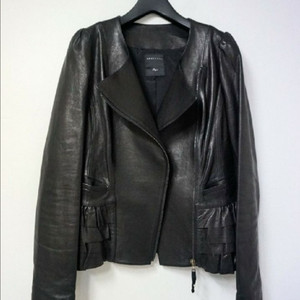 레니본 프릴 가죽자켓