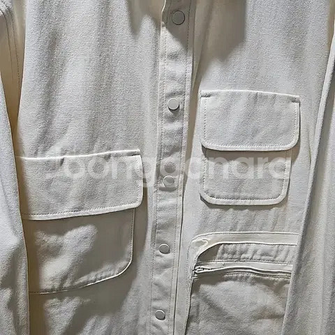 M) 자라 아이보리 캔버스 3포켓 셔츠 자켓 오버셔츠--1