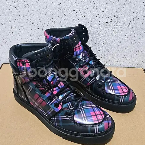 41) 마크 제이콥스 타탄 체크 하이탑 스니커즈 블랙--3