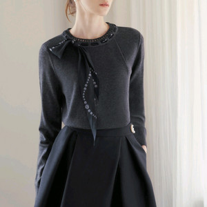 마인 울 블렌드 글리터 스카프 스트랩 니트 탑