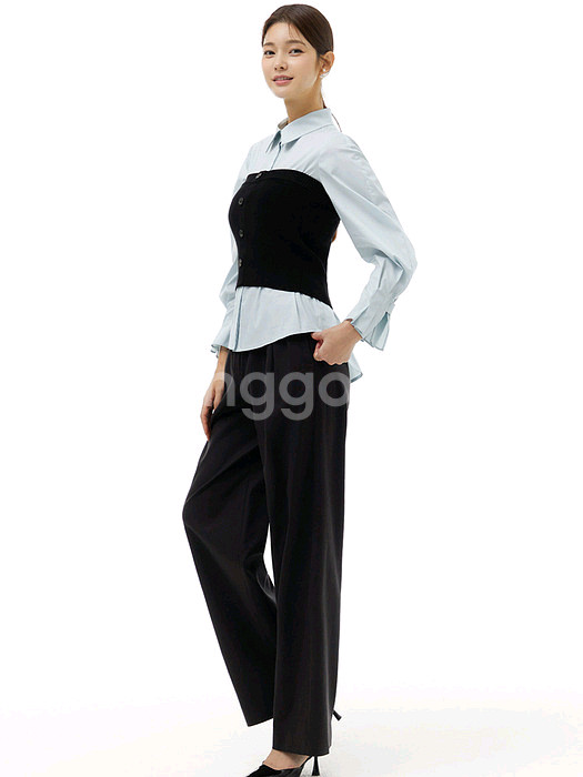 새상품 잇미샤 뷔스티에 리브 니트 탑 블랙 44--1