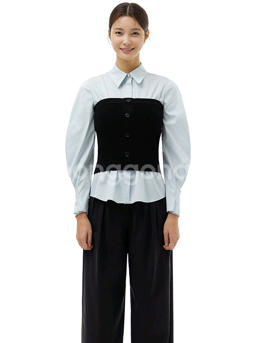 새상품 잇미샤 뷔스티에 리브 니트 탑 블랙 44--0