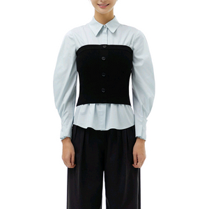 새상품 잇미샤 뷔스티에 리브 니트 탑 블랙 44