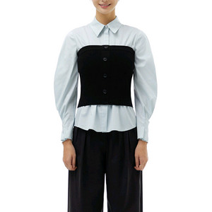 새상품 잇미샤 뷔스티에 리브 니트 탑 블랙 44