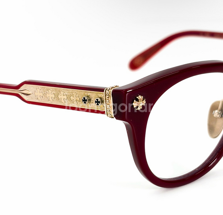 크롬하츠 딩가롱링롱 뿔테 안경 테 보르델로 레드 골드--3