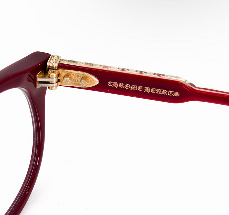 크롬하츠 딩가롱링롱 뿔테 안경 테 보르델로 레드 골드--6
