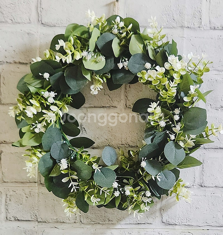 새상품)대형 유칼립투스화초 안개 조화 리스 인테리어소품--0