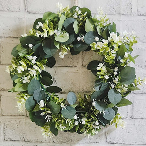 새상품)대형 유칼립투스화초 안개 조화 리스 인테리어소품