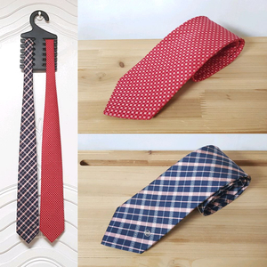 레노마 큐빅 포인트 넥타이 네이비 핑크 체크 레드
