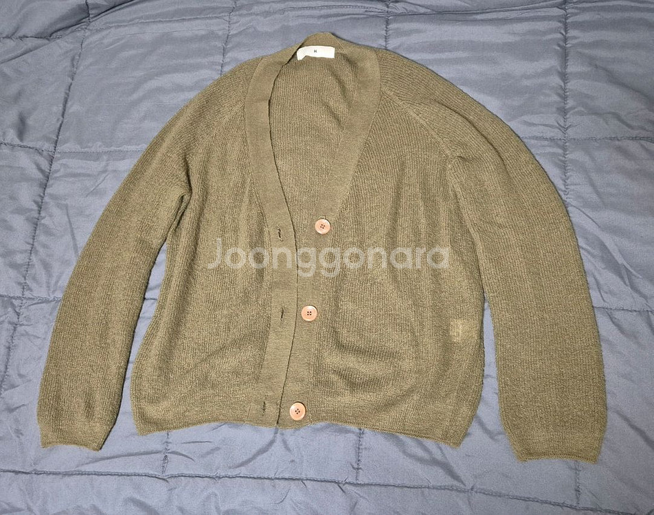 국내생산 모헤어 니트 가디건 카키 올리브--1