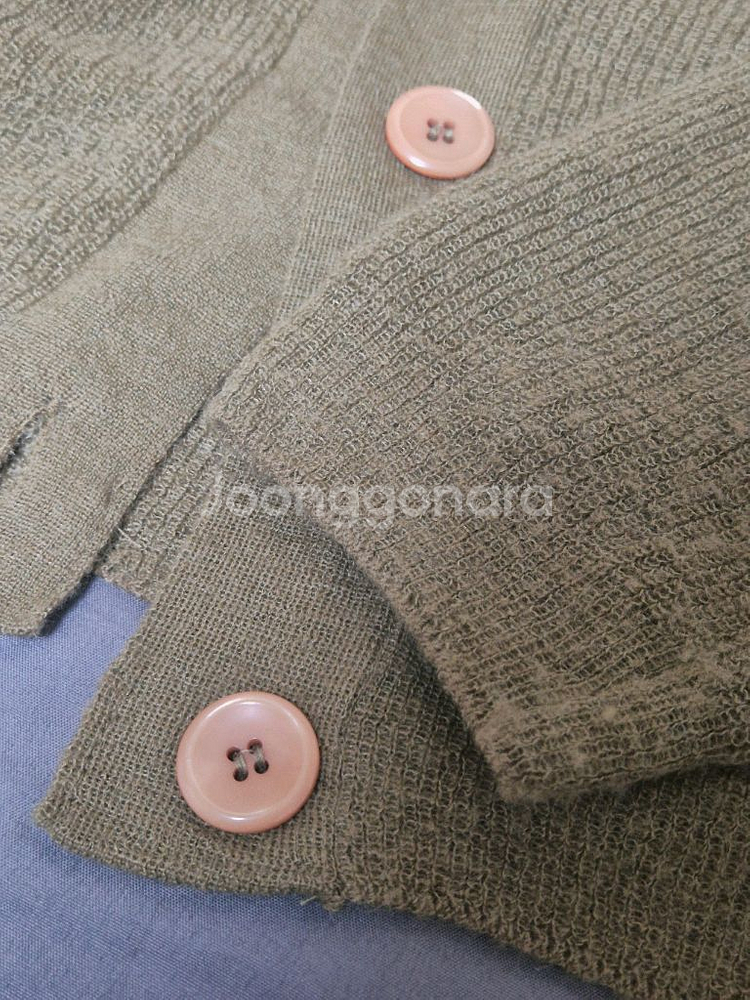 국내생산 모헤어 니트 가디건 카키 올리브--2