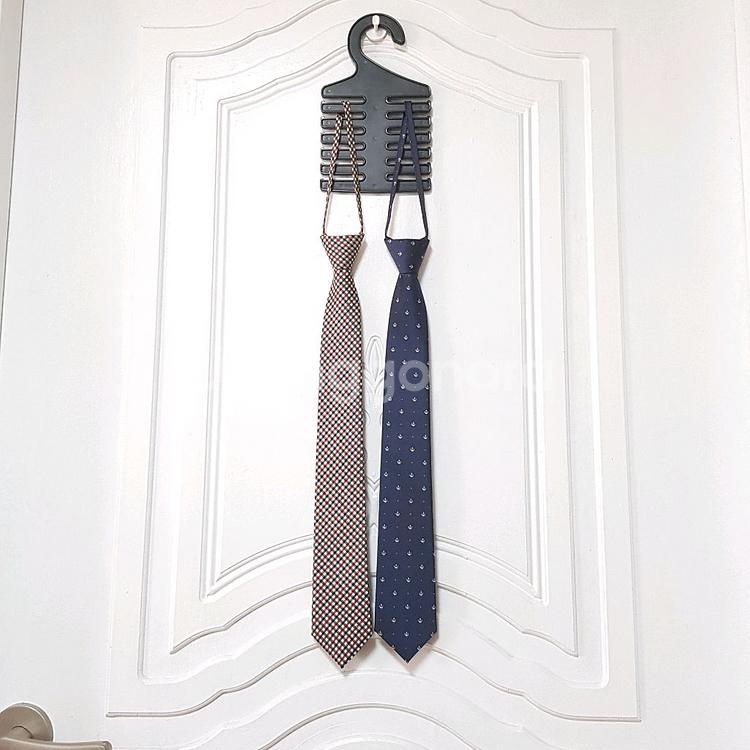 댄디 남성 자동 넥타이 슬림 폭7cm 네이비, 체크--0