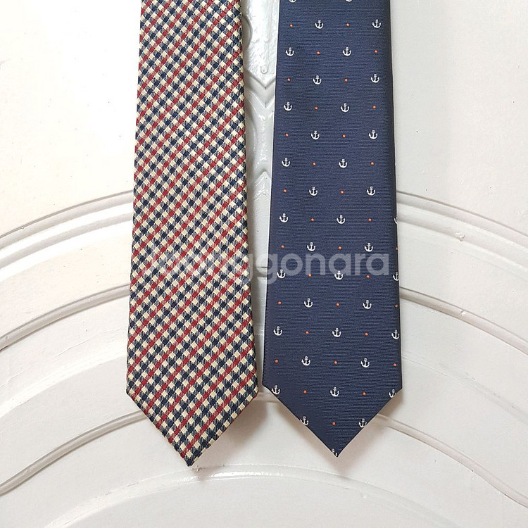 댄디 남성 자동 넥타이 슬림 폭7cm 네이비, 체크--4