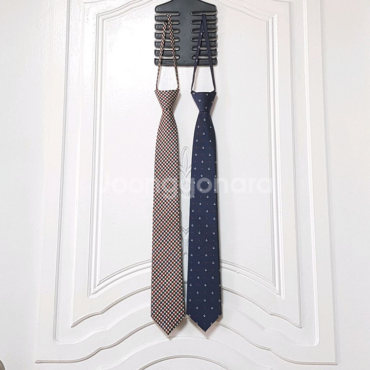 댄디 남성 자동 넥타이 슬림 폭7cm 네이비, 체크--2