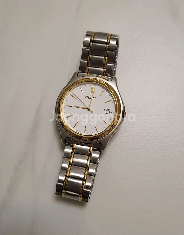 세이코 SEIKO 쿼츠 남성 콤비 가죽시계 남자 손목--4